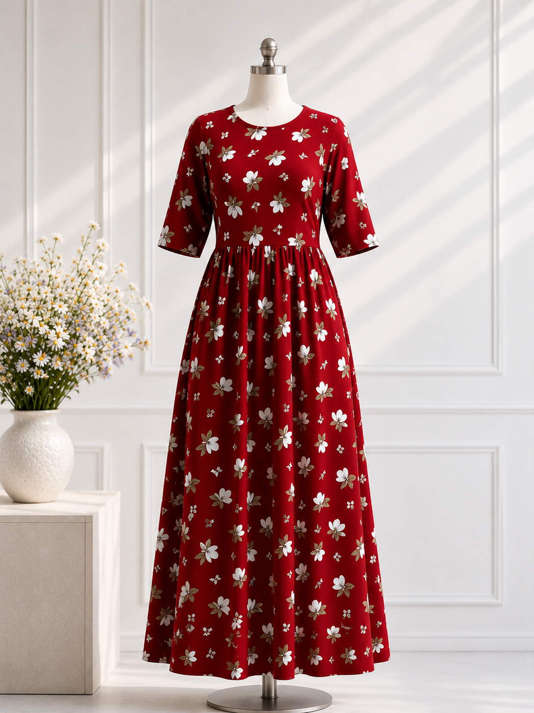 Feeding Maxi - Maroon Floral