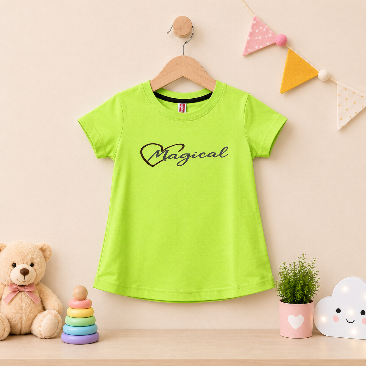Girls T-Shirts - Magical (Neon Green)