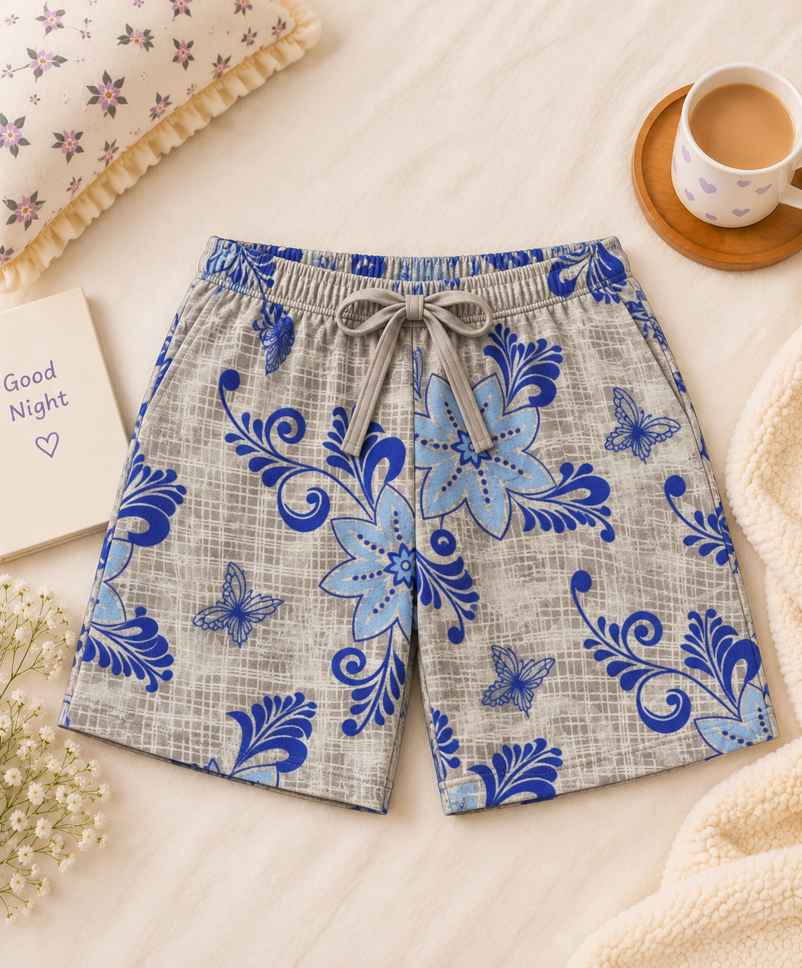 Pyjama Shorts - Blue Butterfly