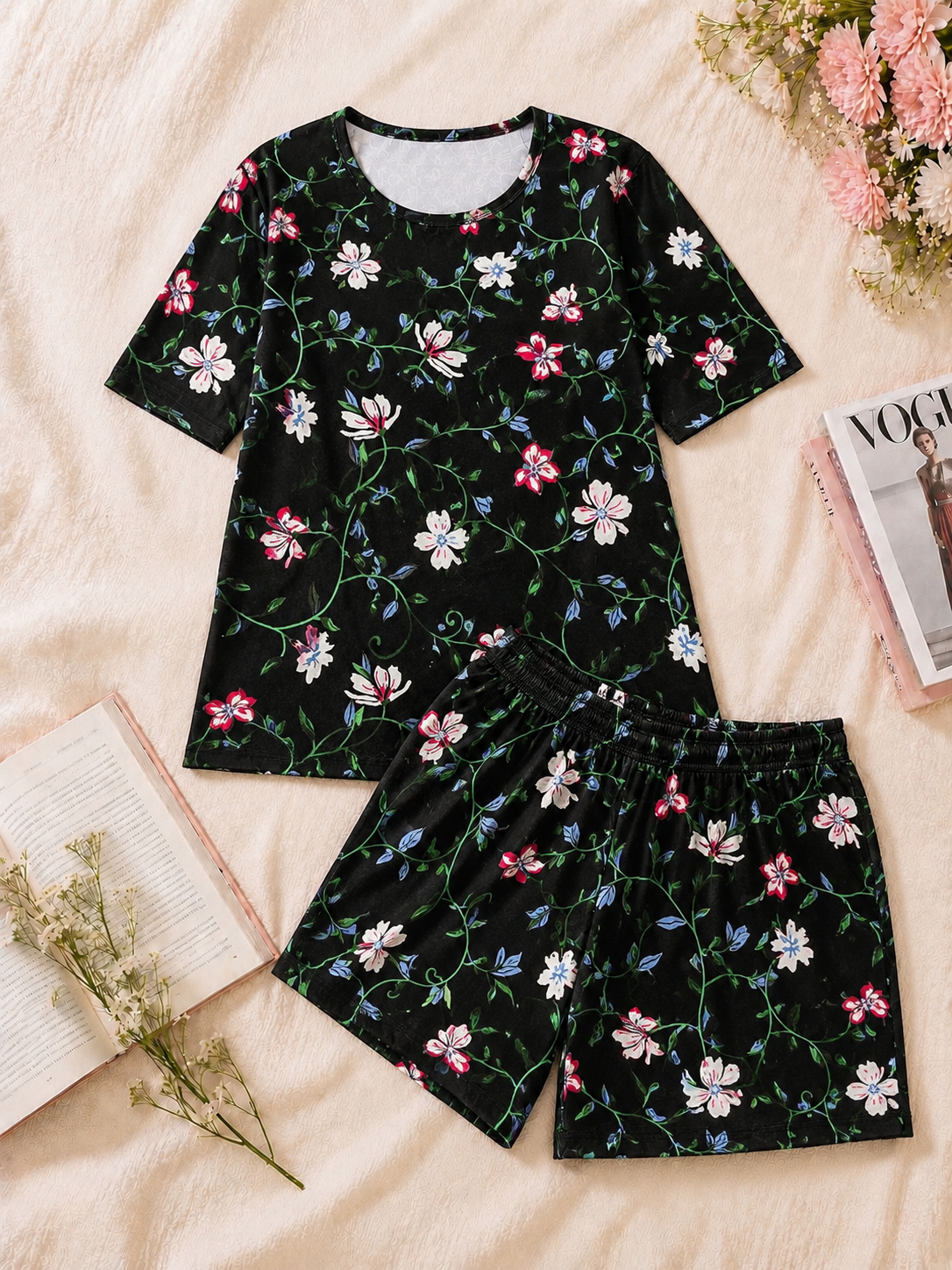 Pyjama Sets with Shorts - Black Vineyard