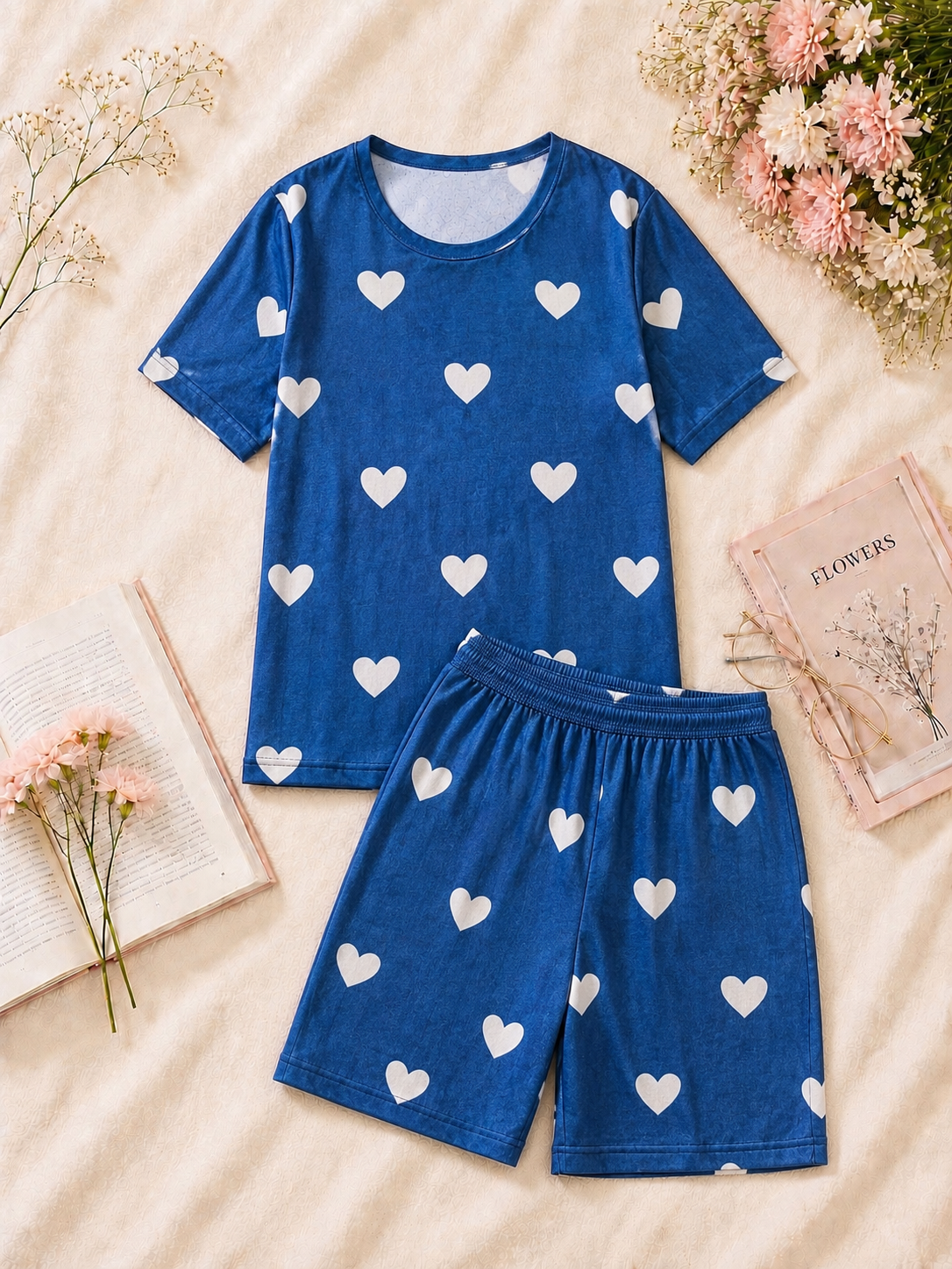 Pyjama Sets with Shorts - Blue Heart