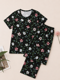Pyjama Sets with 3/4th - Black Vineyard