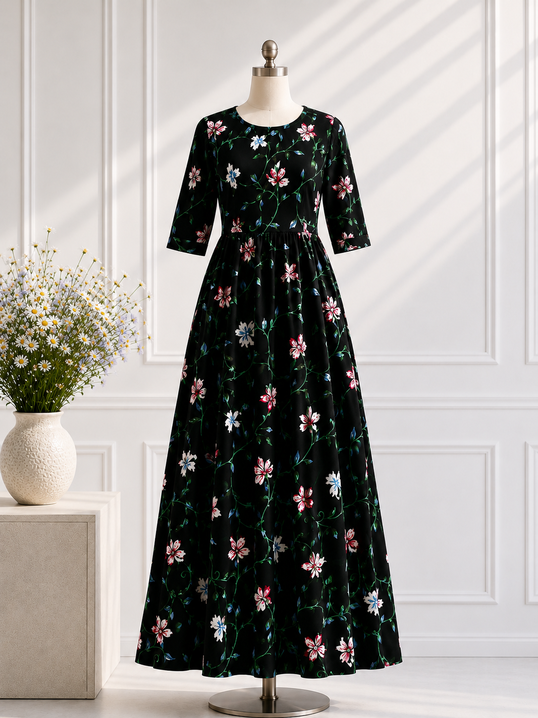 Feeding Maxi 3/4th Sleeve - Black Vineyard