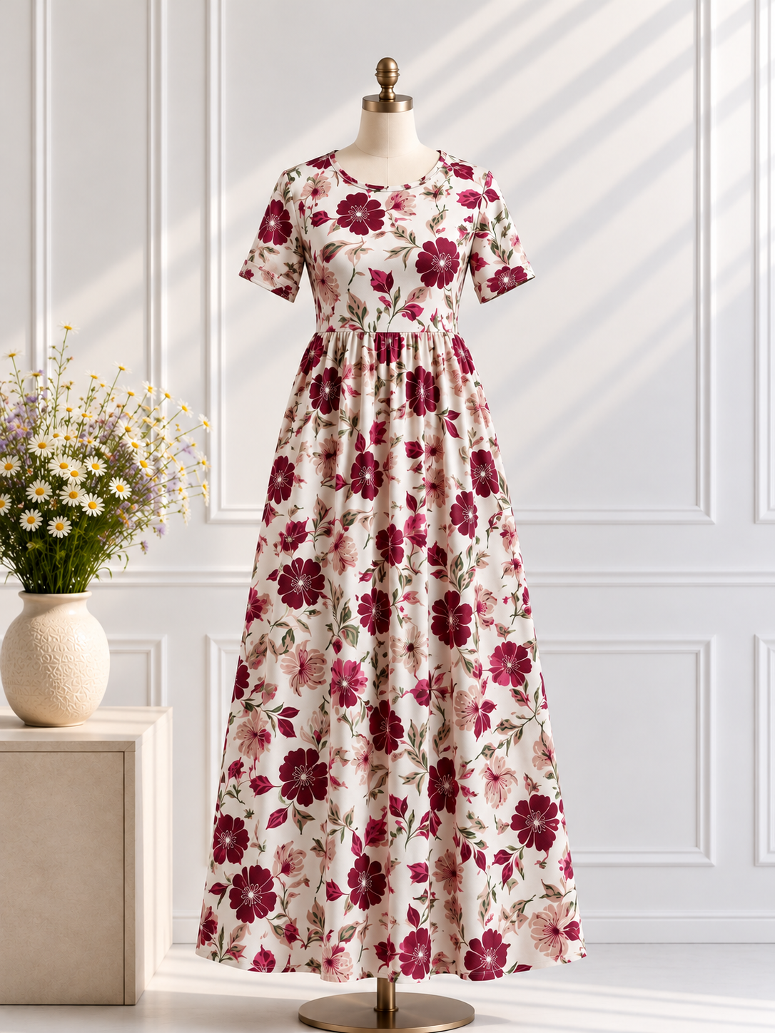 Feeding Maxi Puff Sleeve - White Bloom Garden