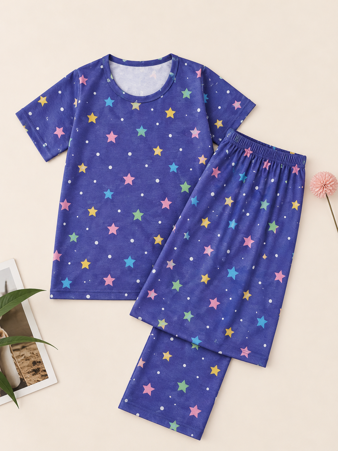 Pyjama Sets with 3/4th - Violet Stars