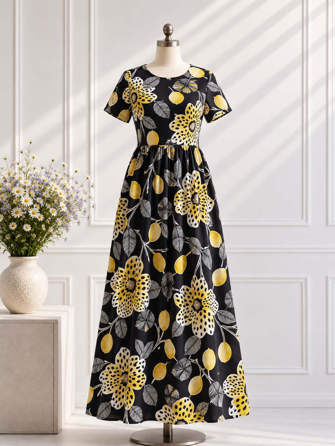 Feeding Maxi Puff Sleeve - Black Floral