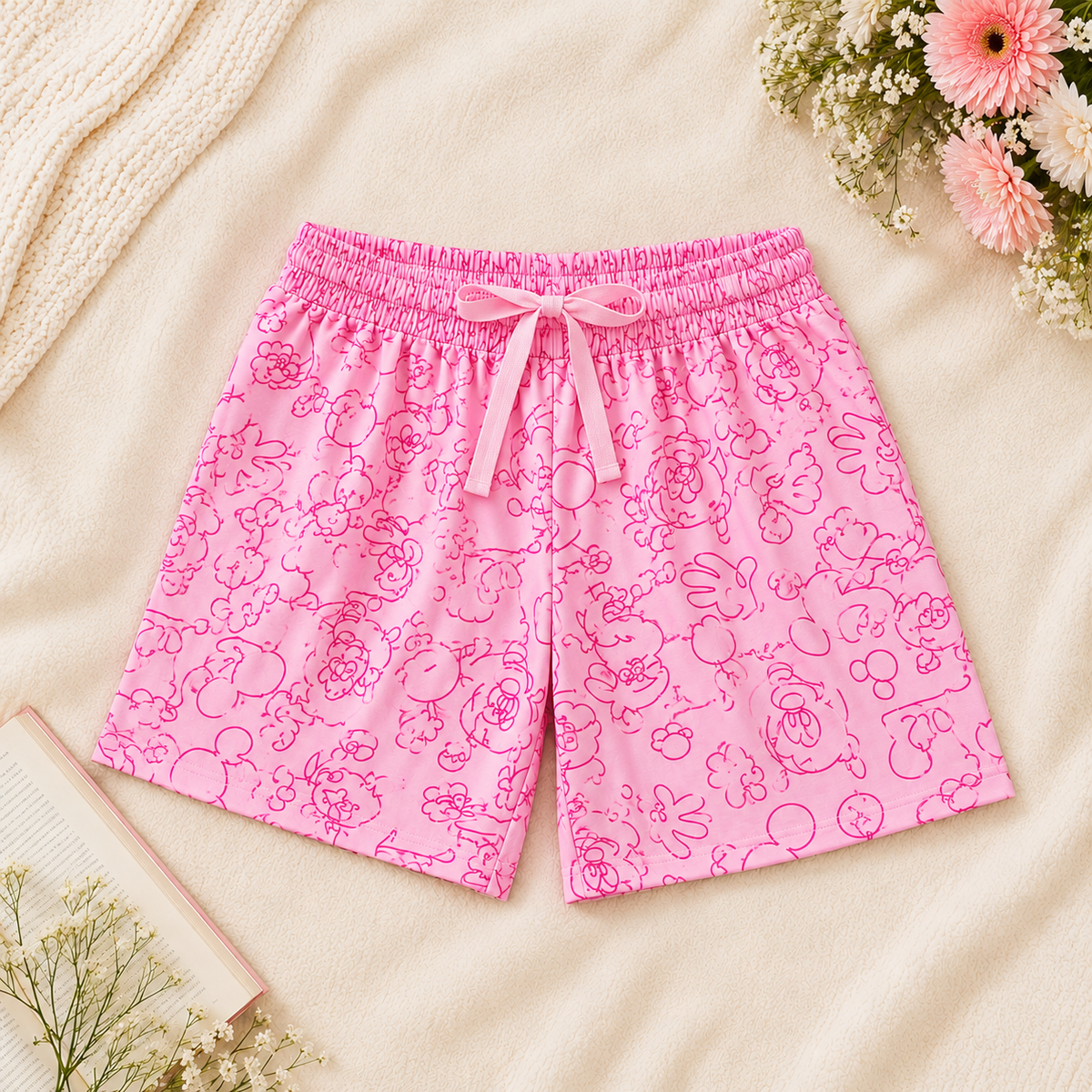 Pyjama Shorts - Pink Doodle