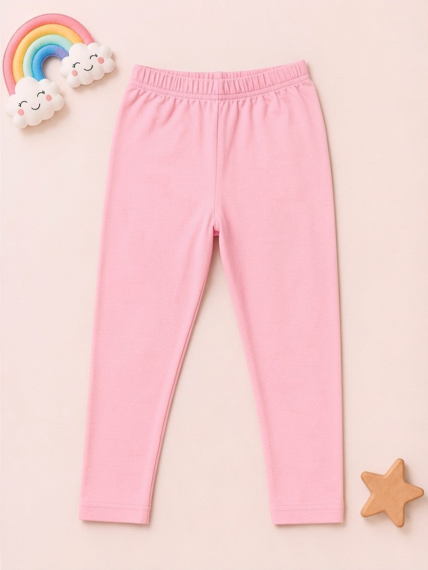 Girls Cotton Leggings - Pink