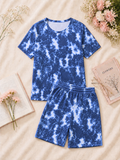 Pyjama Sets with Shorts - Blue Tie & Dye
